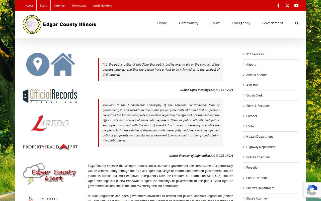 Edgar County release records FOIA instructions
