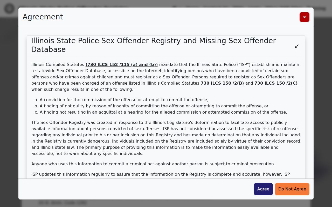 Illinois State Police registry search, a limited source distinct from Edgar County parole records